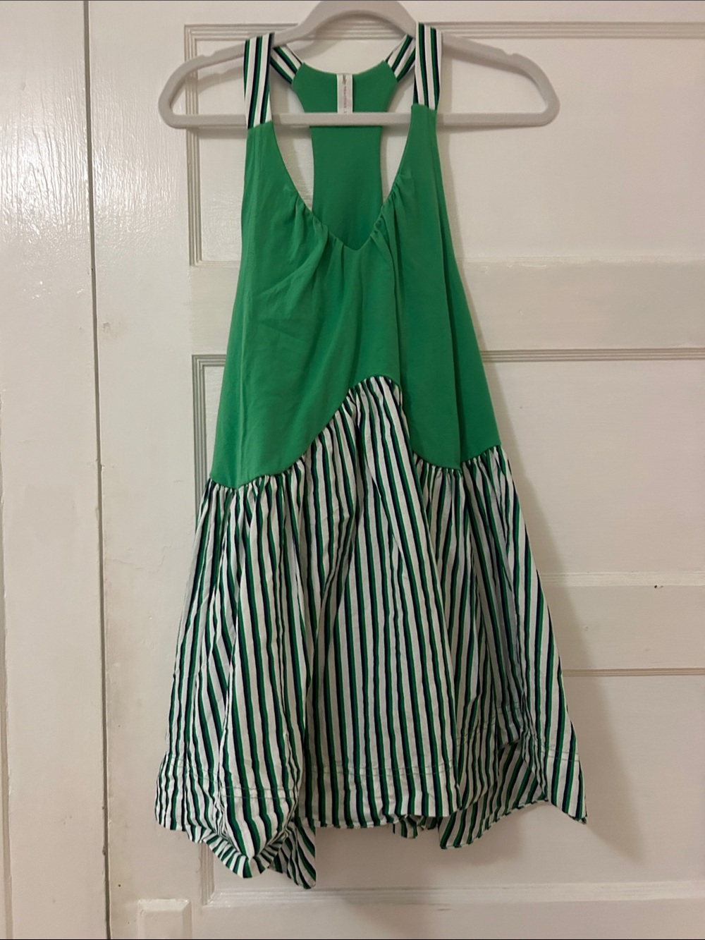 Daily Practice Spring Fling Racerback Babydoll Mini Dress Green Pattern Mini